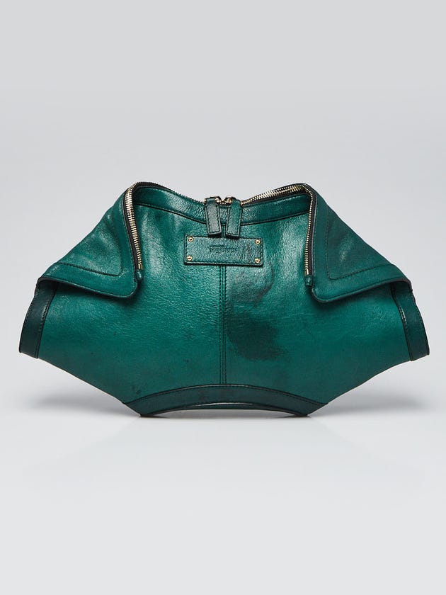Alexander McQueen Green Leather De Manta Clutch Bag