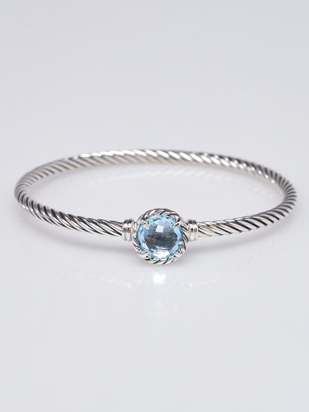 David Yurman 3mm Sterling Silver and Blue Topaz Chatelaine Bracelet Size S