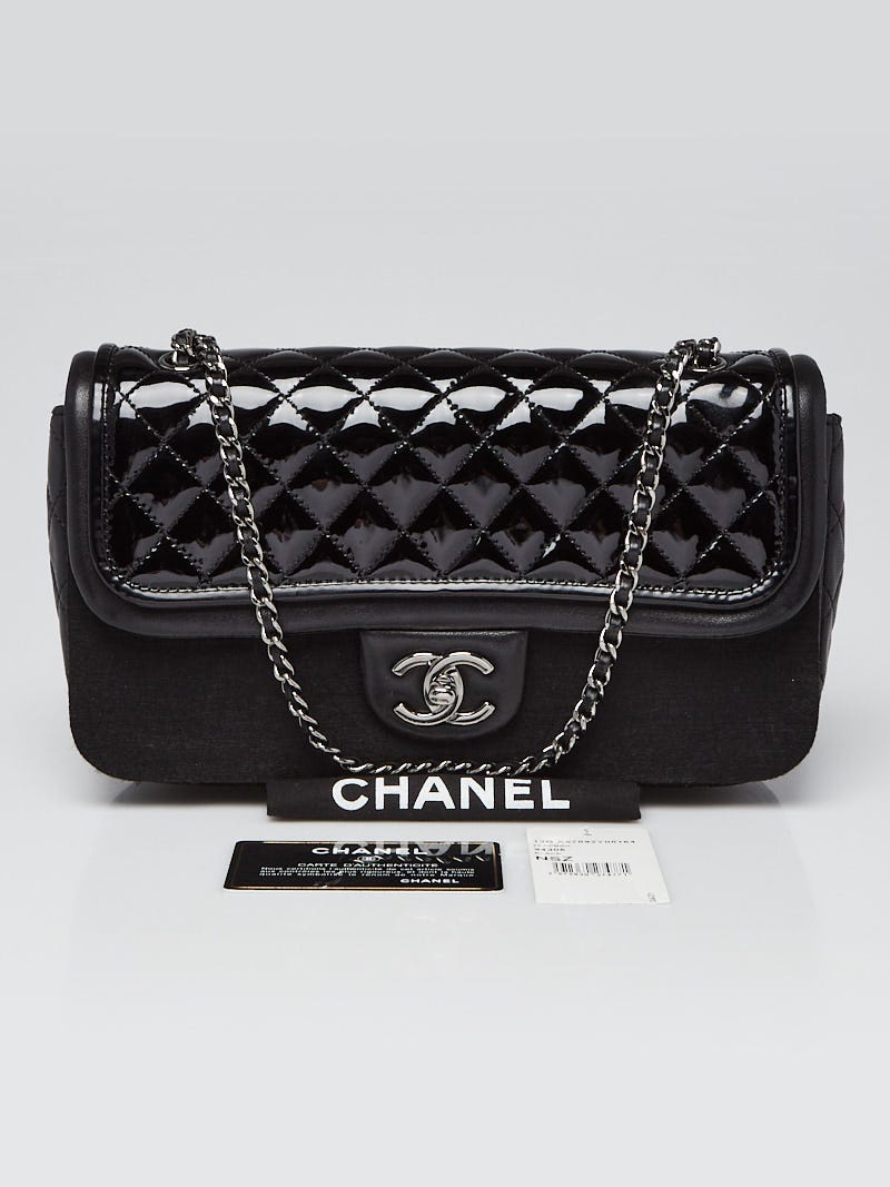 Chanel Black Quilted Patent and Lambskin Leather Classic Twist