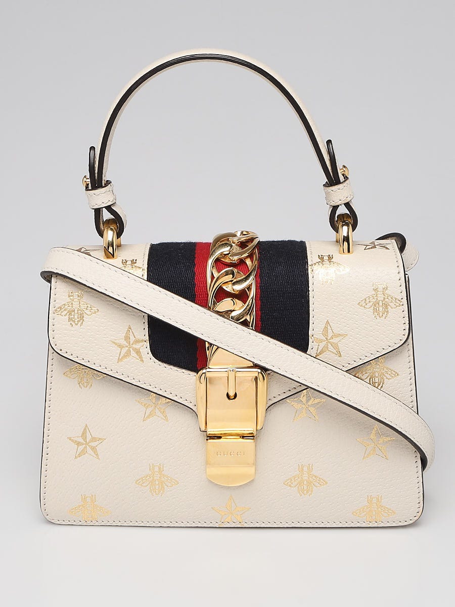 Gucci White Embossed Leather Vintage Web Mini Sylvie Shoulder Bag - Yoogi's  Closet