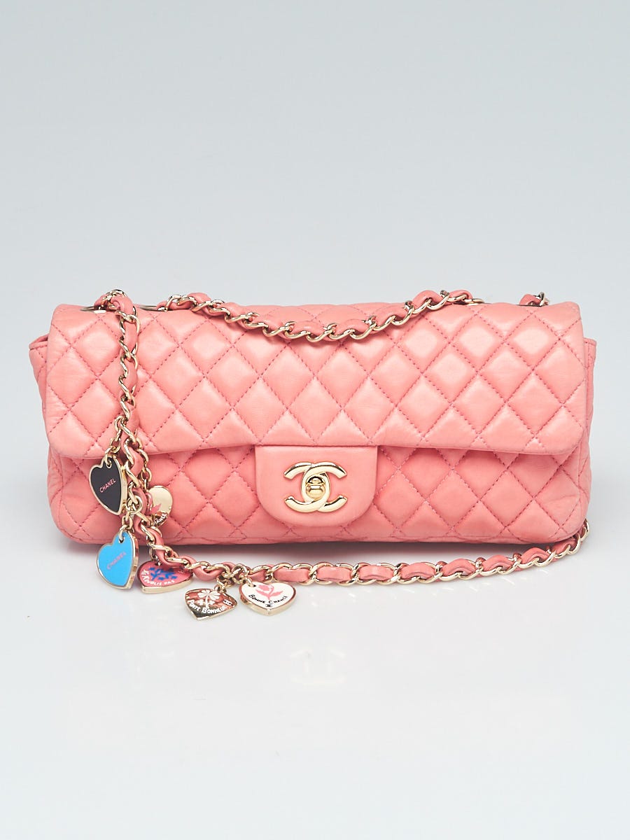 Chanel Pink Quilted Lambskin Leather East/West Valentine Flap Bag - Yoogi's  Closet