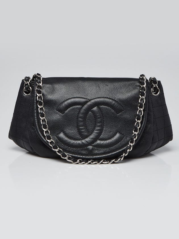 Chanel Black Caviar Leather Large Half-Moon Flap Bag