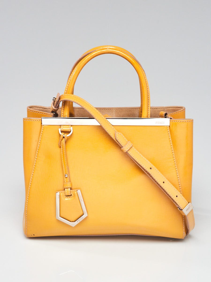 Fendi Yellow Patent Leather Petite Sac 2jours Elite Tote Bag 