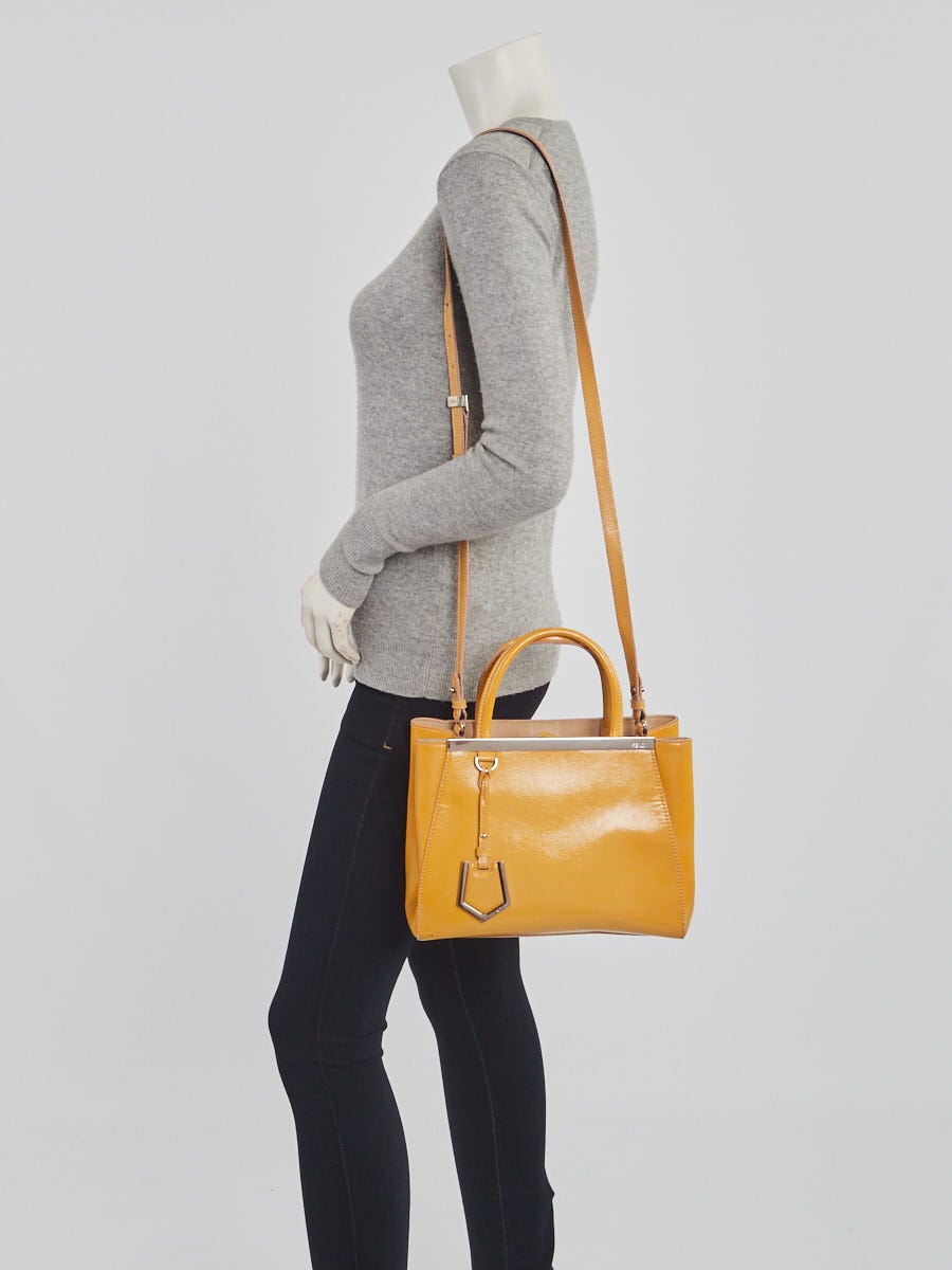 Fendi Yellow Patent Leather Petite Sac 2jours Elite Tote Bag