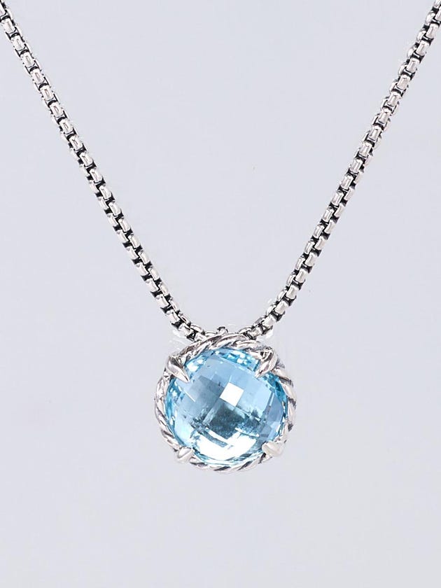 David Yurman Blue Topaz and Sterling Silver Chatelaine Pendant Necklace