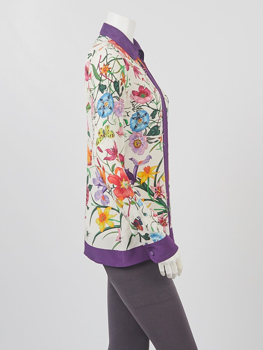 Gucci Multicolor Floral Print Silk Blouse Size 6/40 Gucci Multicolor Floral Print Silk Blouse Size 6/40