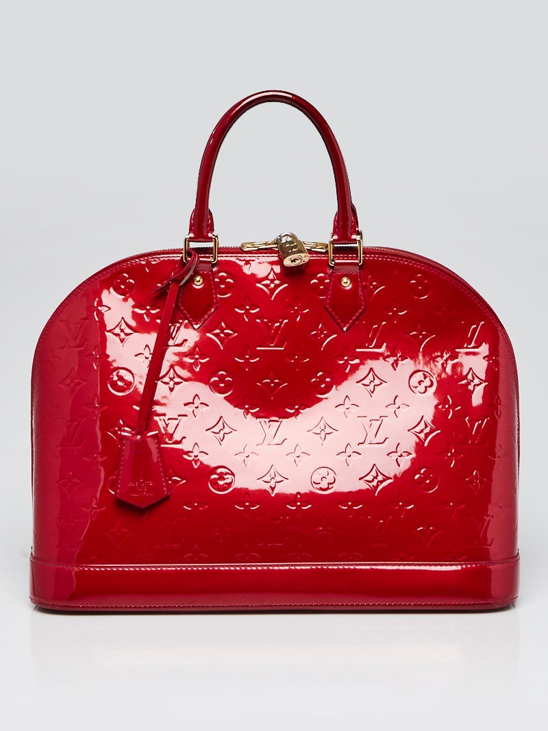 LOUIS VUITTON Pomme d'Amour Red Monogram Vernis Alma GM Bag Authentic