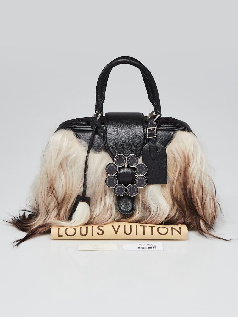 Louis Vuitton Limited Edition White/Black Goat Fur/Leather Transsiberian PM  Bag - Yoogi's Closet