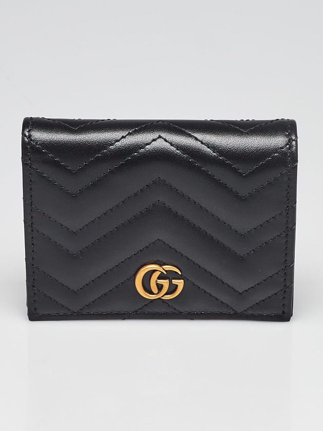Gucci Black Quilted Leather GG Marmont Card Case