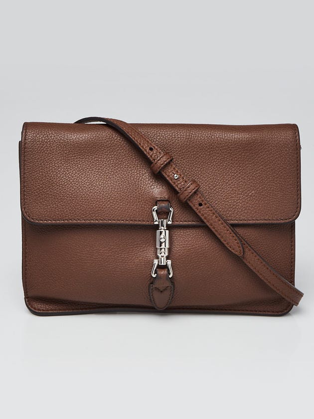 Gucci Brown Pebbled Leather Soft Jackie Convertible Mini Crossbody Bag