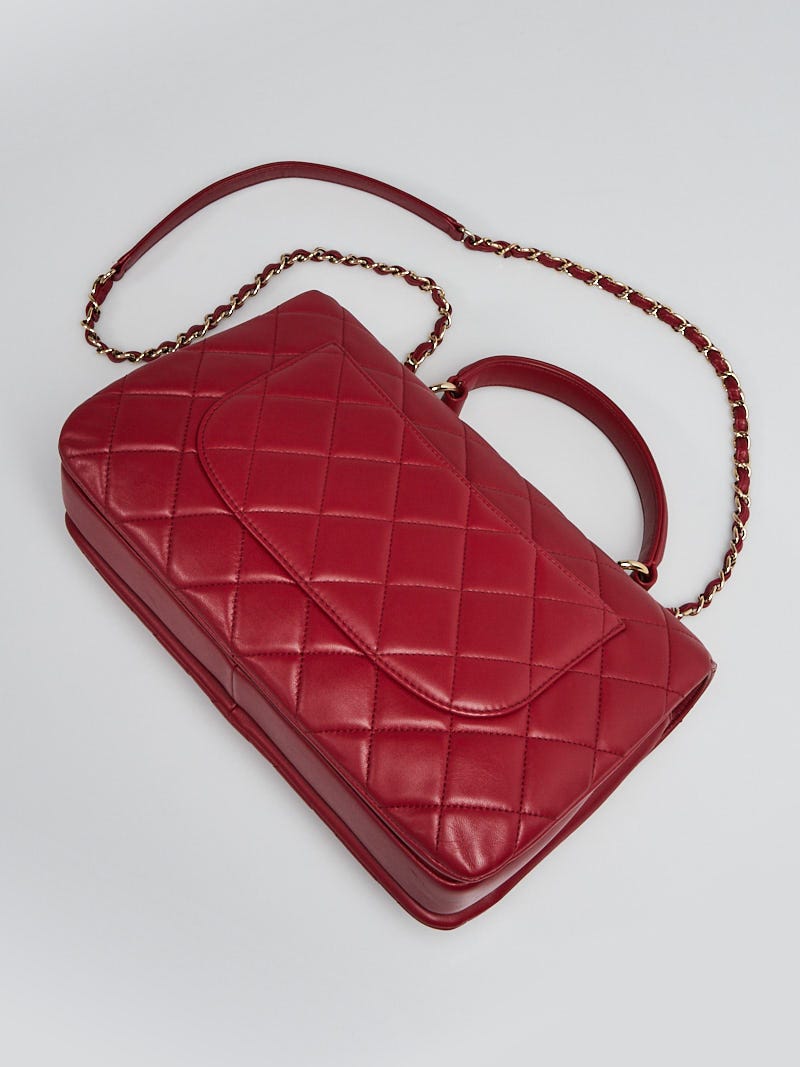 Chanel Red Quilted Lambskin Leather Medium Trendy CC Bag - Yoogi's