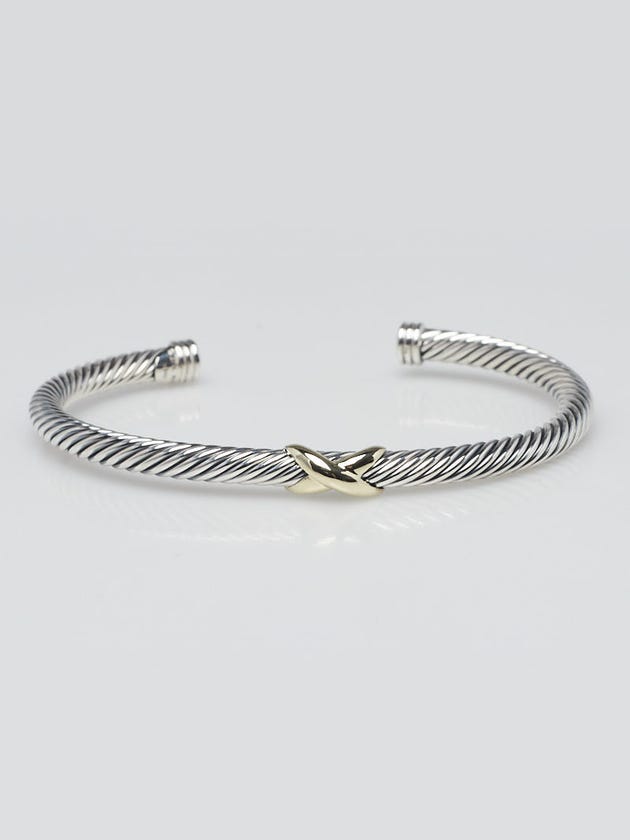 David Yurman 4mm Sterling Silver and 18k Gold Cable Crossover X Bracelet
