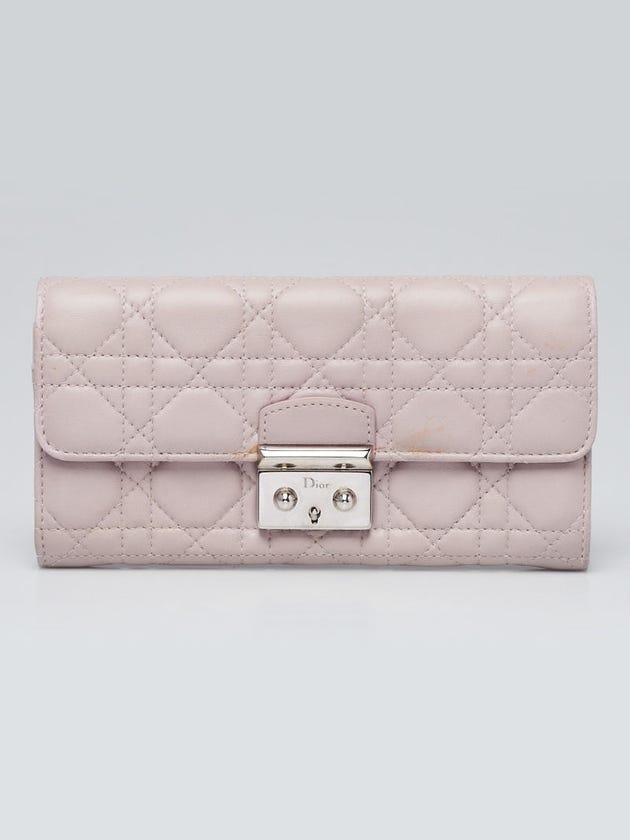 Christian Dior Light Pink Cannage Quilted Lambskin Leather Miss Dior Wallet