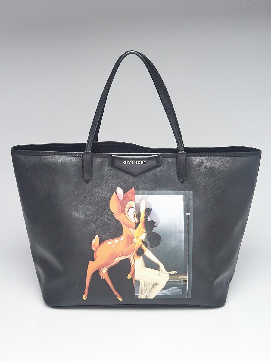 Givenchy Black Textured Coated Canvas Bambi Antigona Large Tote Bag