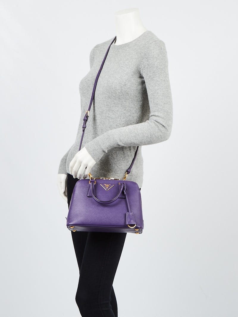 Prada Viola Saffiano Lux Leather Small Promenade Bag BL0838 - Yoogi's Closet