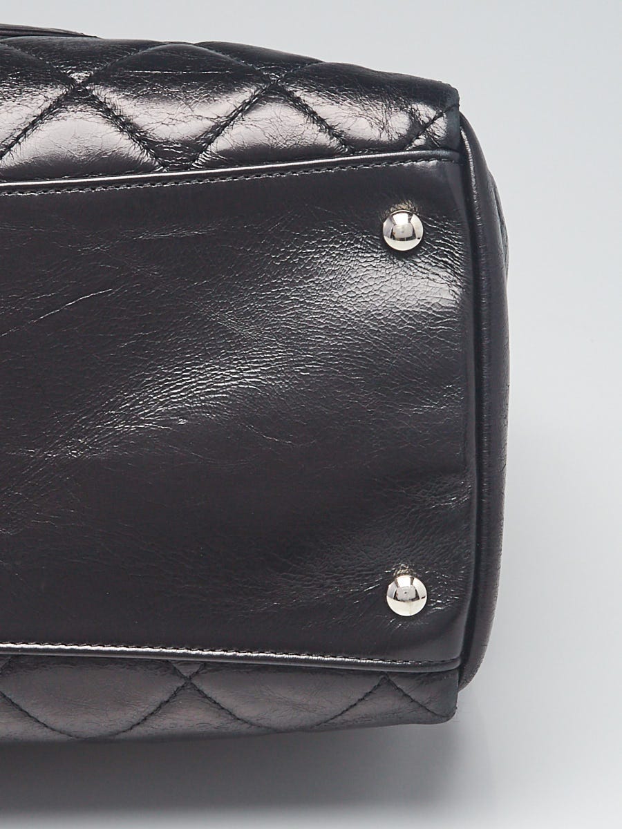 CHANEL Camellia Tote Bag leather Black Used Women CC Coco logo measurements  :20