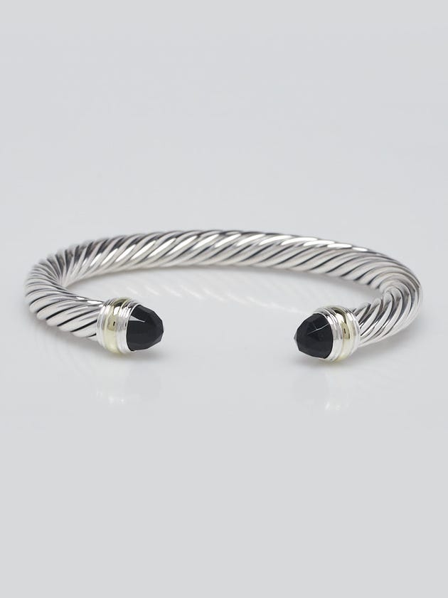 David Yurman 7mm Sterling Silver and 14k Gold with Black Onyx Cable Classics Bracelet