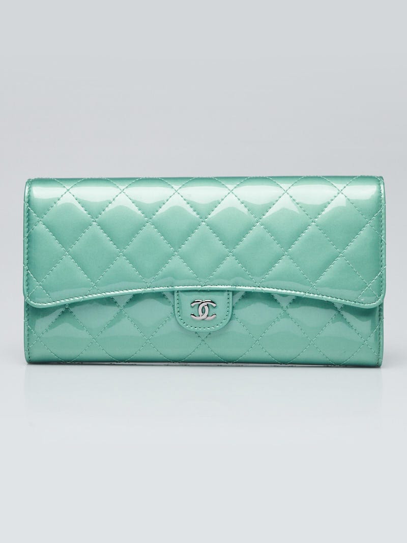 Chanel Teal Patent Leather WOC Wallet on a Chain