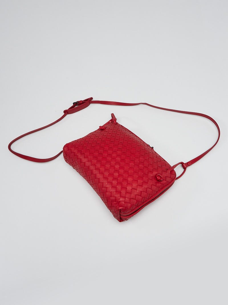 Bottega Veneta Nappa Intrecciato Nodini Crossbody Messenger Red