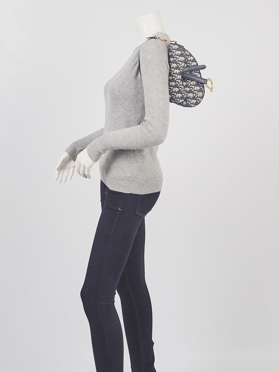 Dior Pre-owned Mini Oblique Saddle Bag - Grey