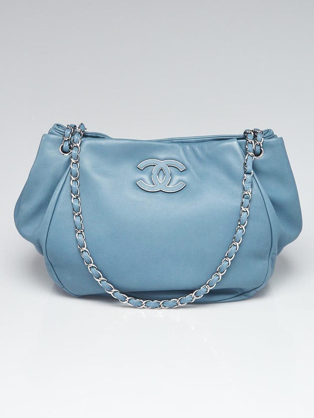 Chanel Blue Ultra-Soft Lambskin Leather Large Sensual Shopping Tote Bag