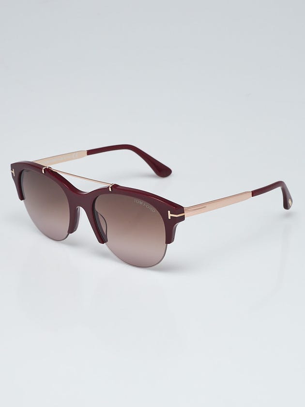 Tom Ford Burgundy Acetate Frame Adrenne Sunglasses - TF517