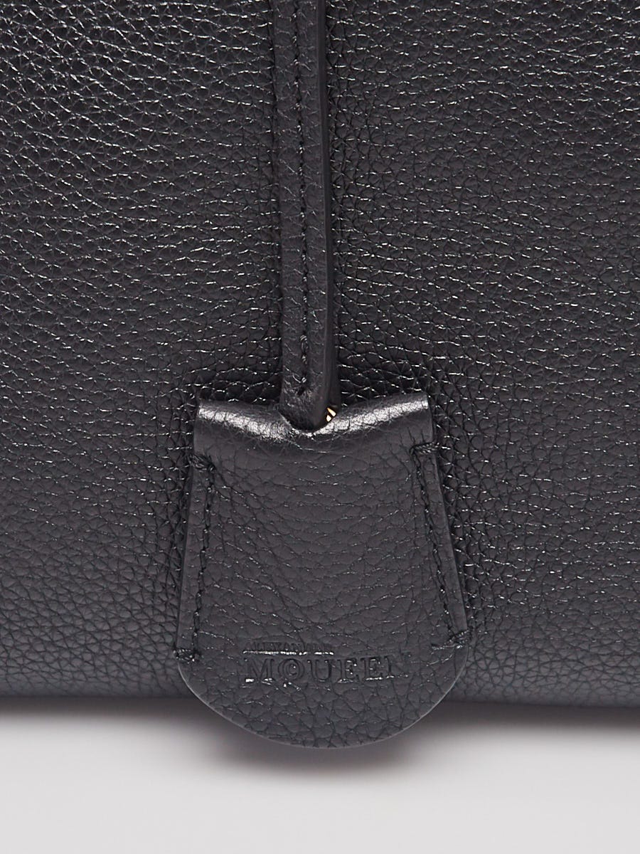 Alexander McQueen Black Calfskin Leather Medium Padlock Zip