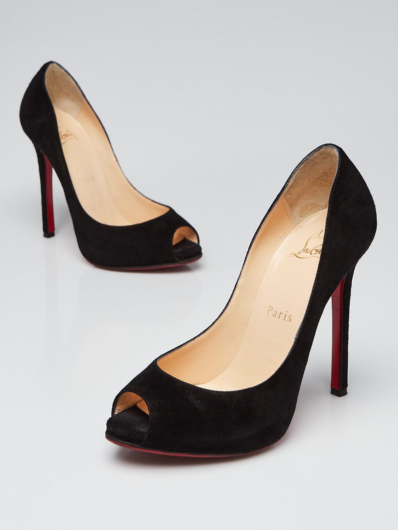 Christian Louboutin Black Suede Round Toe Heel Size 39.5 – Mine & Yours