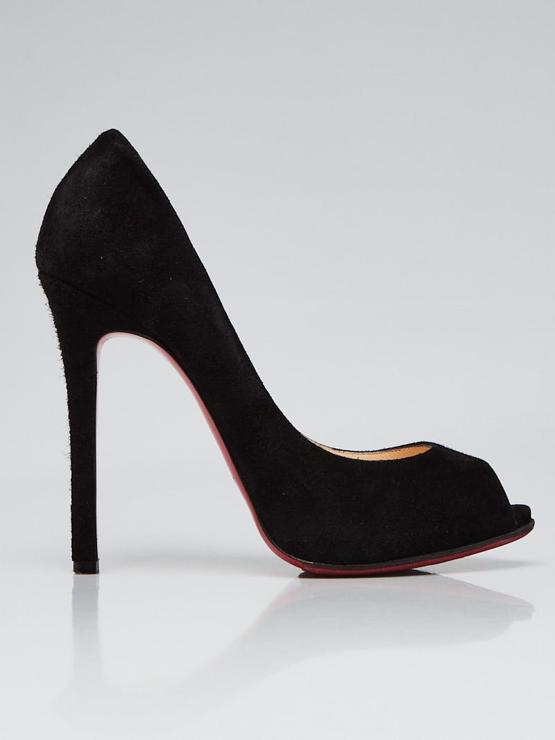 Christian Louboutin Black Patent Flo 120 Peep Toe Pumps