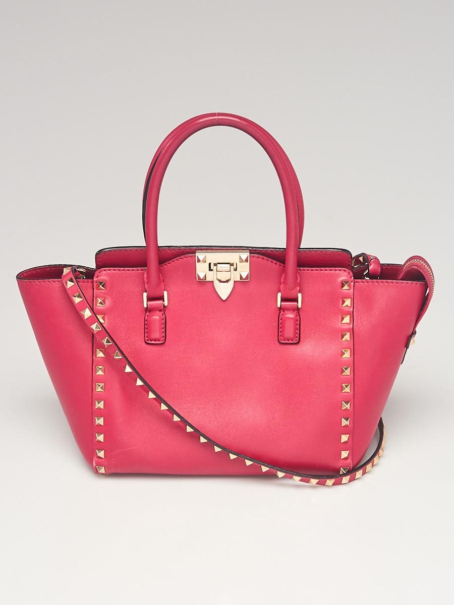 Rockstud Leather Tote Bag in Pink - Valentino Garavani