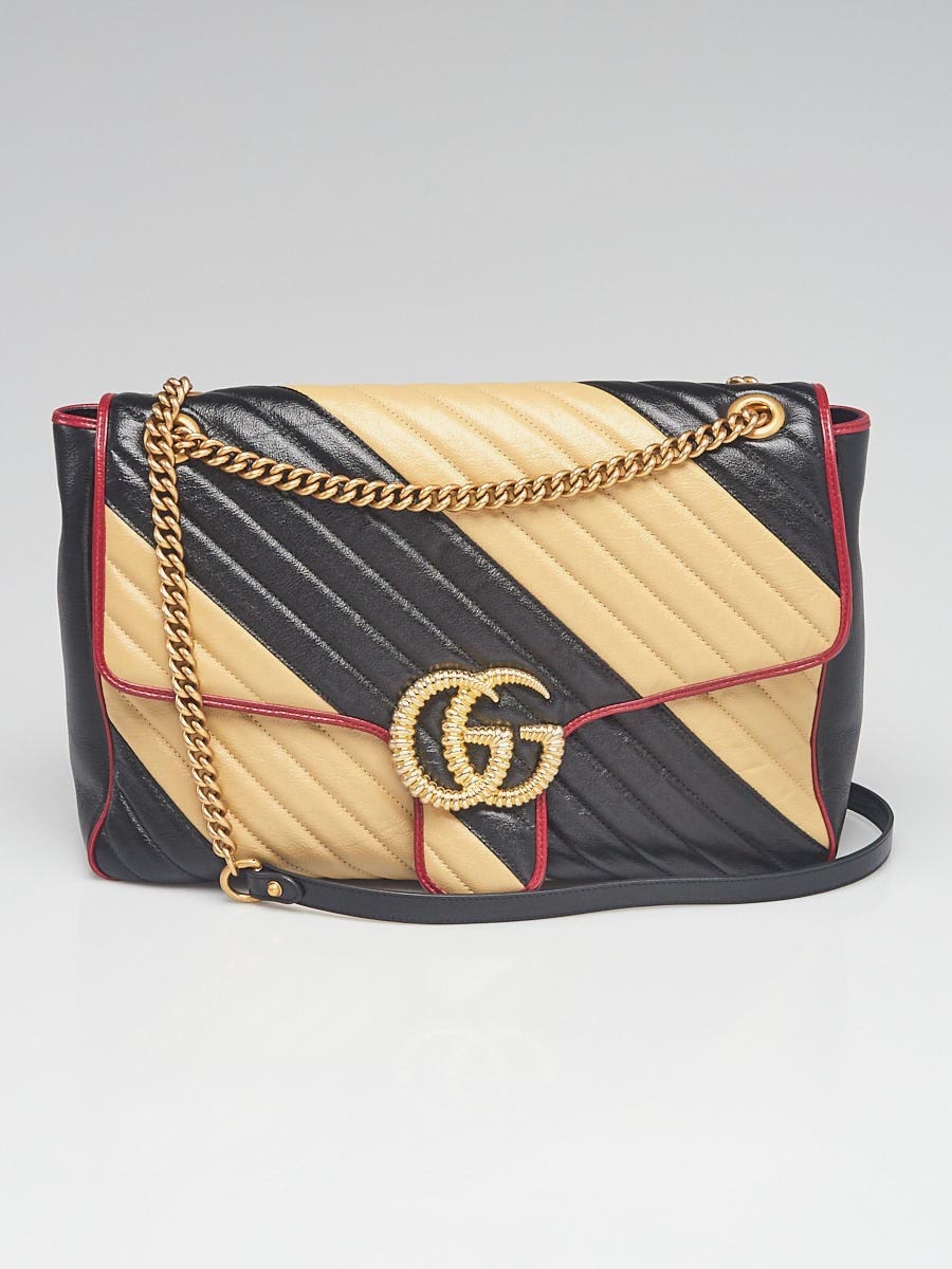 Gucci Black Gg Marmont Large Leather Shoulder Bag
