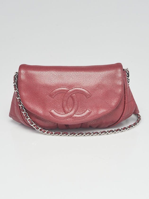 Chanel Rouge Fonce Leather Half-Moon WOC Clutch Bag