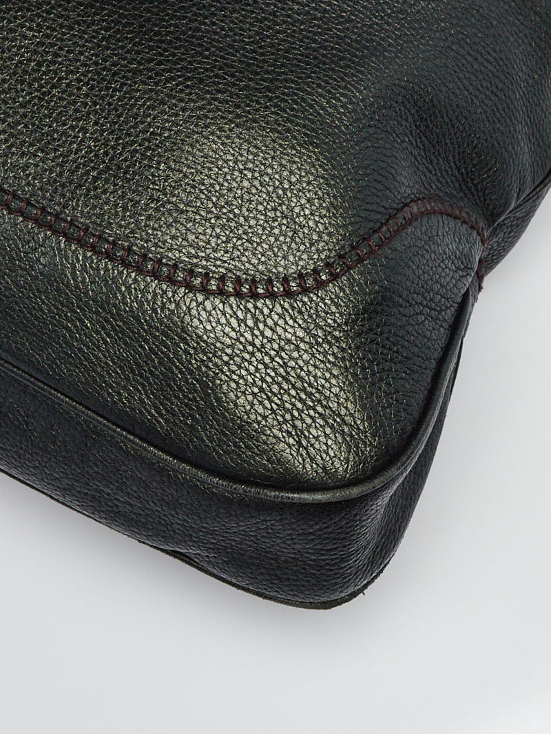 Gucci Metallic Dark Green Pebbled Leather New Jackie Large Gucci Metallic Dark Green Pebbled Leather New Jackie Large