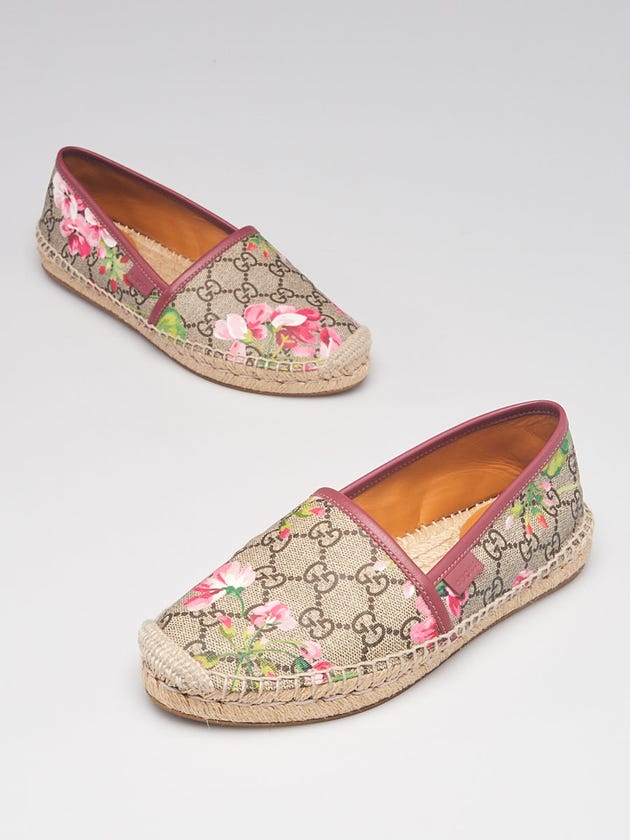 Gucci Pink GG Coated Canvas Blooms Espadrille Flats Size 6/36.5