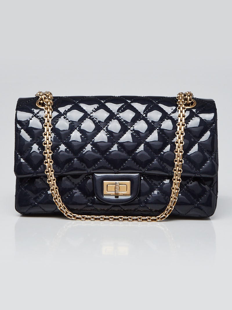 Chanel flap bag Blue Navy blue Dark blue Leather Patent leather