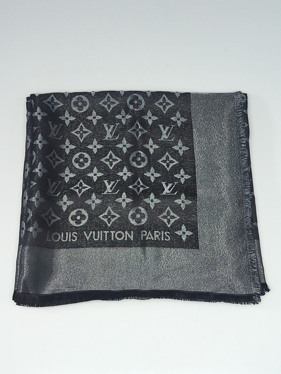 Louis Vuitton Monogram Scarf Silk/Wool Black/Grey