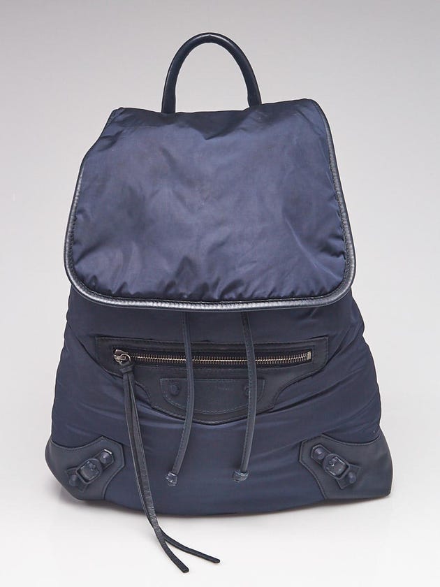 Balenciaga Navy Blue Nylon/Leather Classic Traveller Backpack Bag