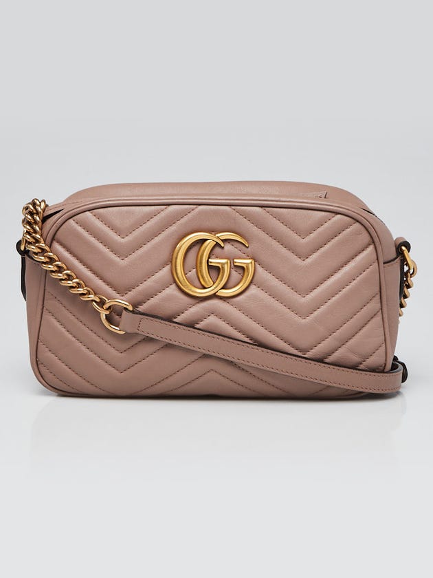 Gucci Dusty Pink Quilted Leather Marmont Metalasse Small Shoulder Bag
