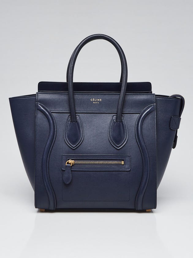 Celine Navy Blue Smooth Calfskin Leather Micro Luggage Tote Bag