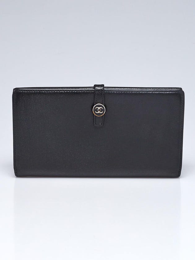 Chanel Black Grained Leather L-Double Wallet