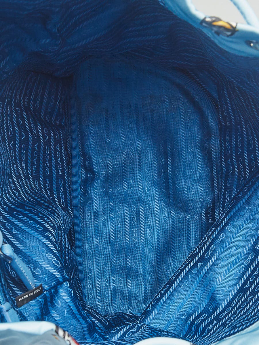 Prada Azzurro Tessuto Nylon Robot Print Backpack 1BZ032