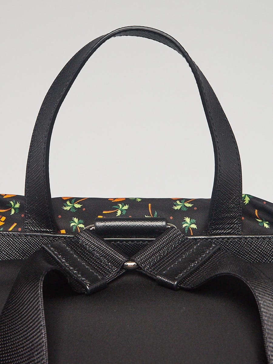 Prada Black Multicolor Tessuto Nylon Backpack Bag 1BZ039