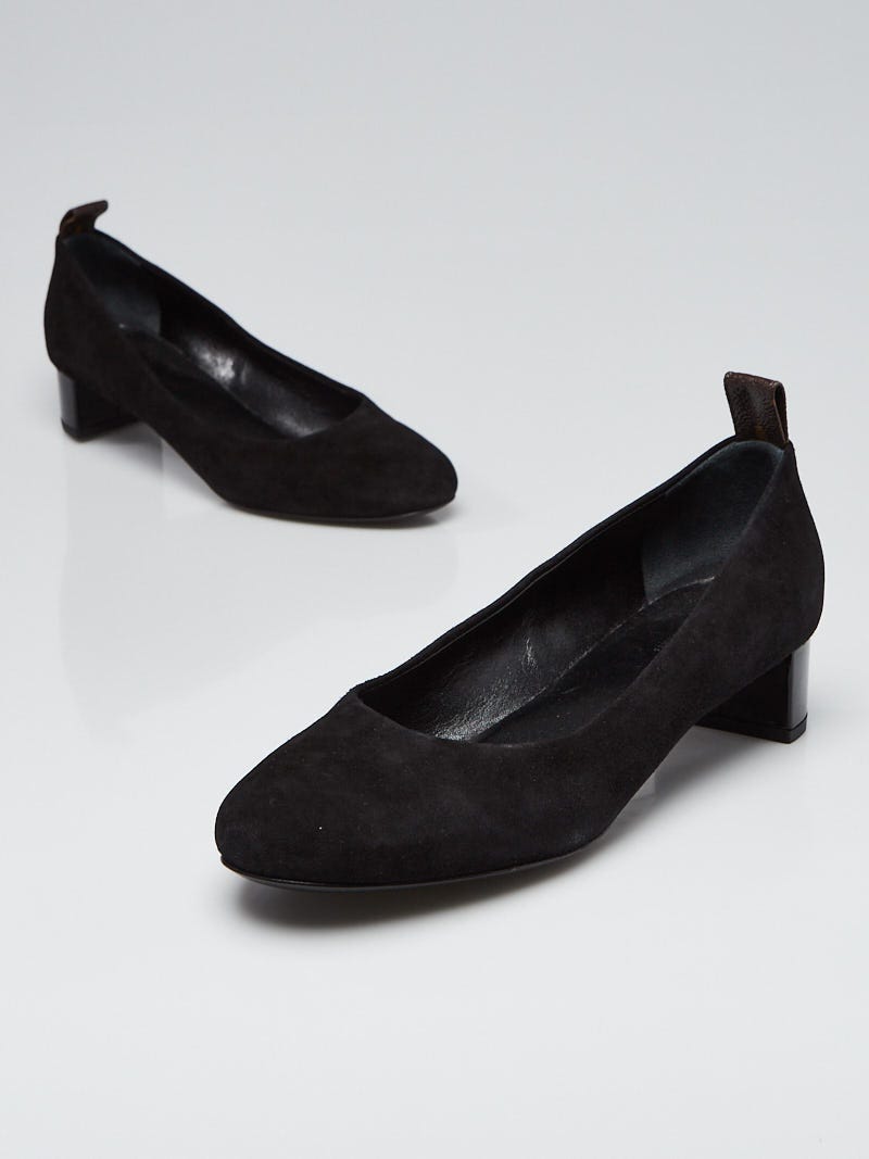 Louis Vuitton Black Nubuck Leather Mid Heel Pumps Size 7.5/38