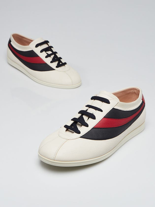 Gucci Off White Leather Falacer Low Top Sneakers Men's Size 7.5