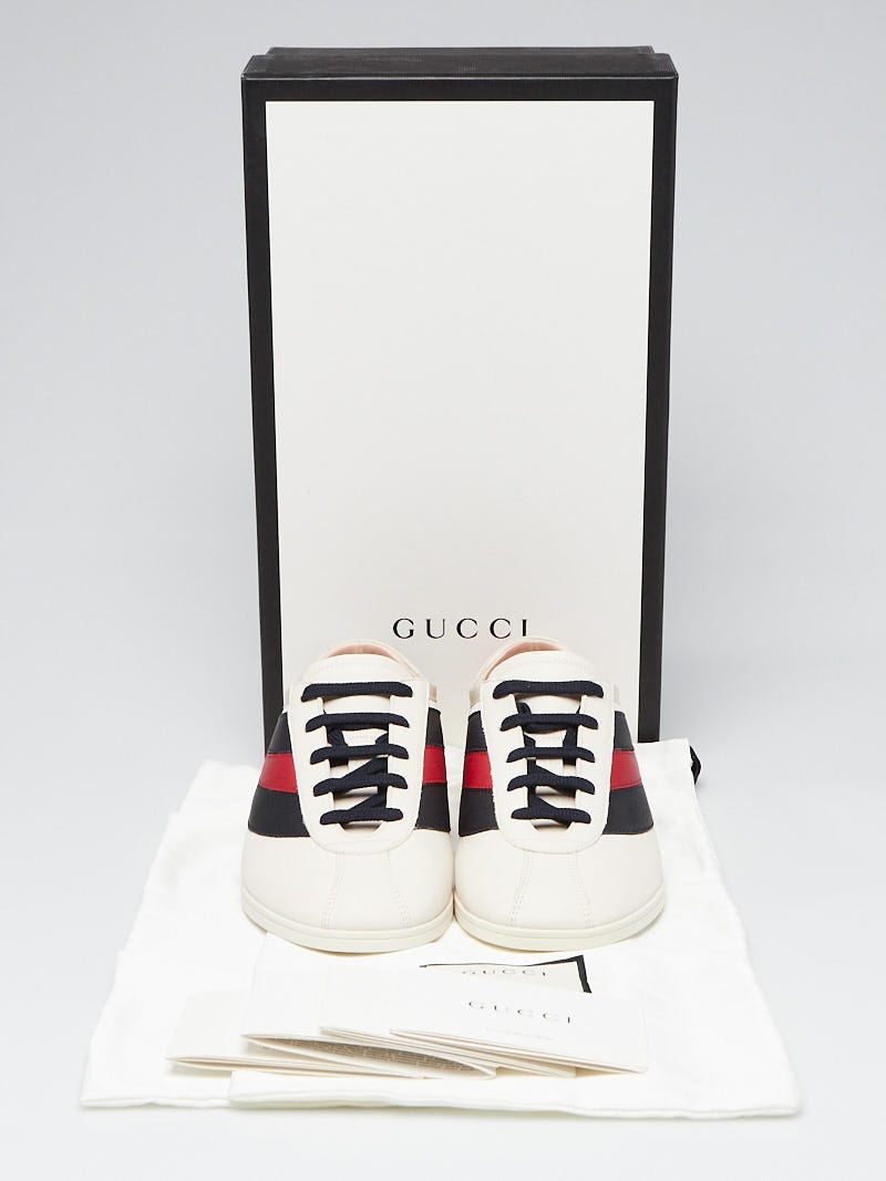 Gucci Off White Leather Falacer Low Top Sneakers Men's Size