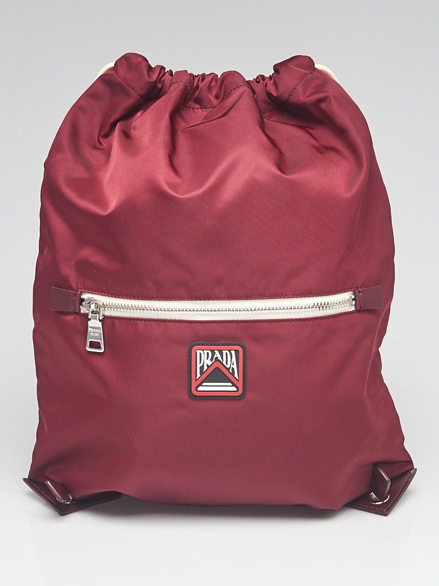Prada Granda Tessuto Nylon Logo Drawstring Backpack Bag - Yoogi's