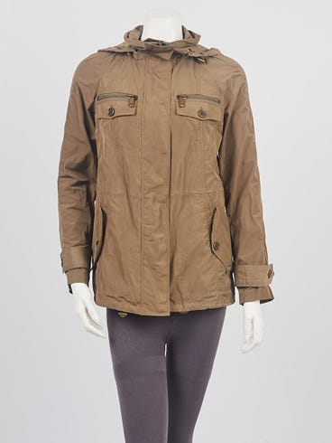 Burberry Olive Green Polyester Anorak Jacket Size XS