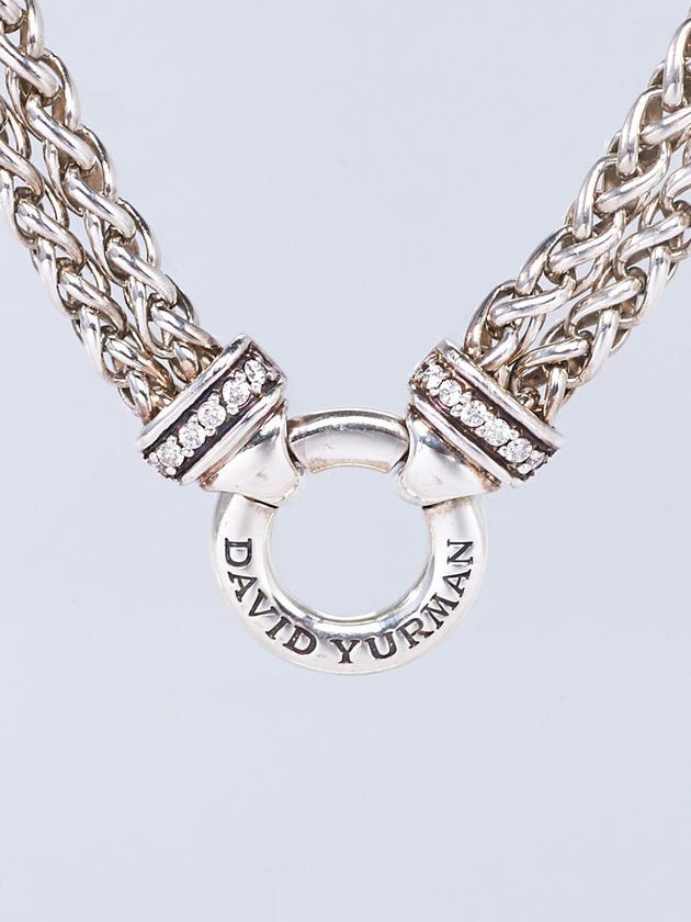 David Yurman Sterling Silver and Diamond Double Wheat Chain Necklace