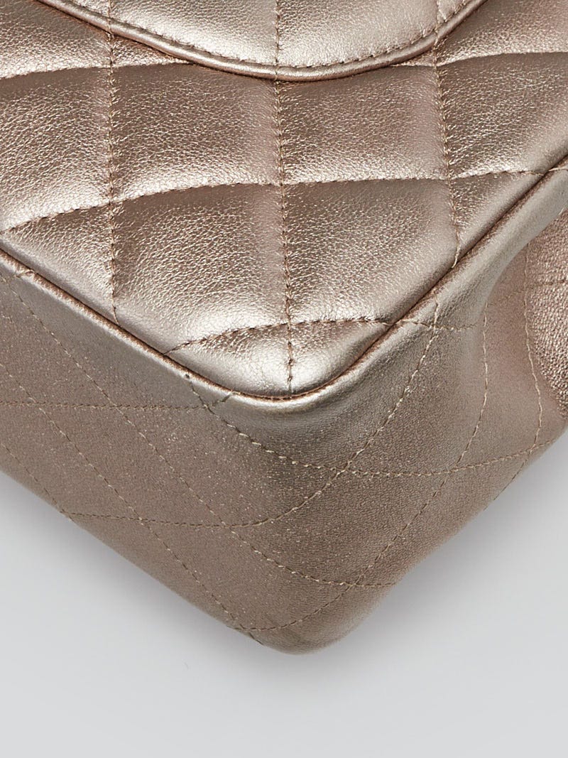 Metallic Gold Quilted Lambskin Drawstring Backpack Pale Gold Hardware,  2015-2016