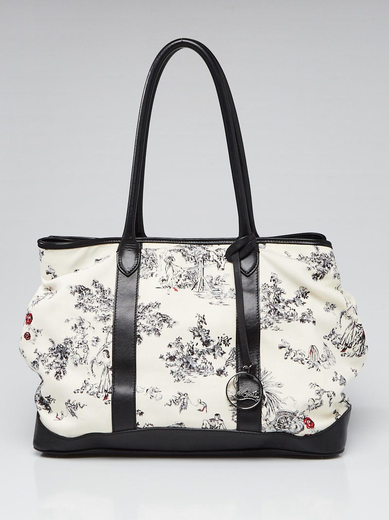 Christian Louboutin Black/White Printed Toile Canvas Tote Bag
